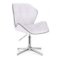 Kosmetická židle MILANO MAX na stříbrném kříži - bílá