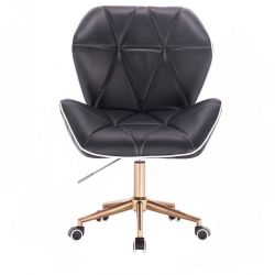 Kosmetická židle MILANO MAX na zlaté podstavě s kolečky - černá