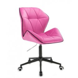 Kosmetická židle MILANO MAX VELUR na černé podstavě s kolečky - růžová