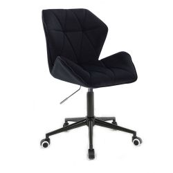 Kosmetická židle MILANO MAX VELUR na černé podstavě s kolečky - černá