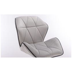 Kosmetická židle MILANO MAX VELUR na černém talíři - šedá