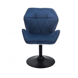 Kosmetická židle MILANO MAX VELUR na černém talíři - modrá