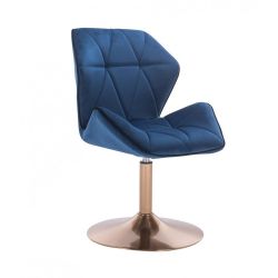 Kosmetická židle MILANO MAX VELUR na zlatém talíři - modrá