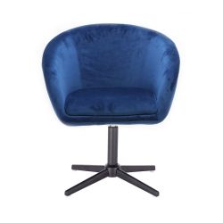 Kosmetická židle VENICE VELUR na černém kříži - modrá