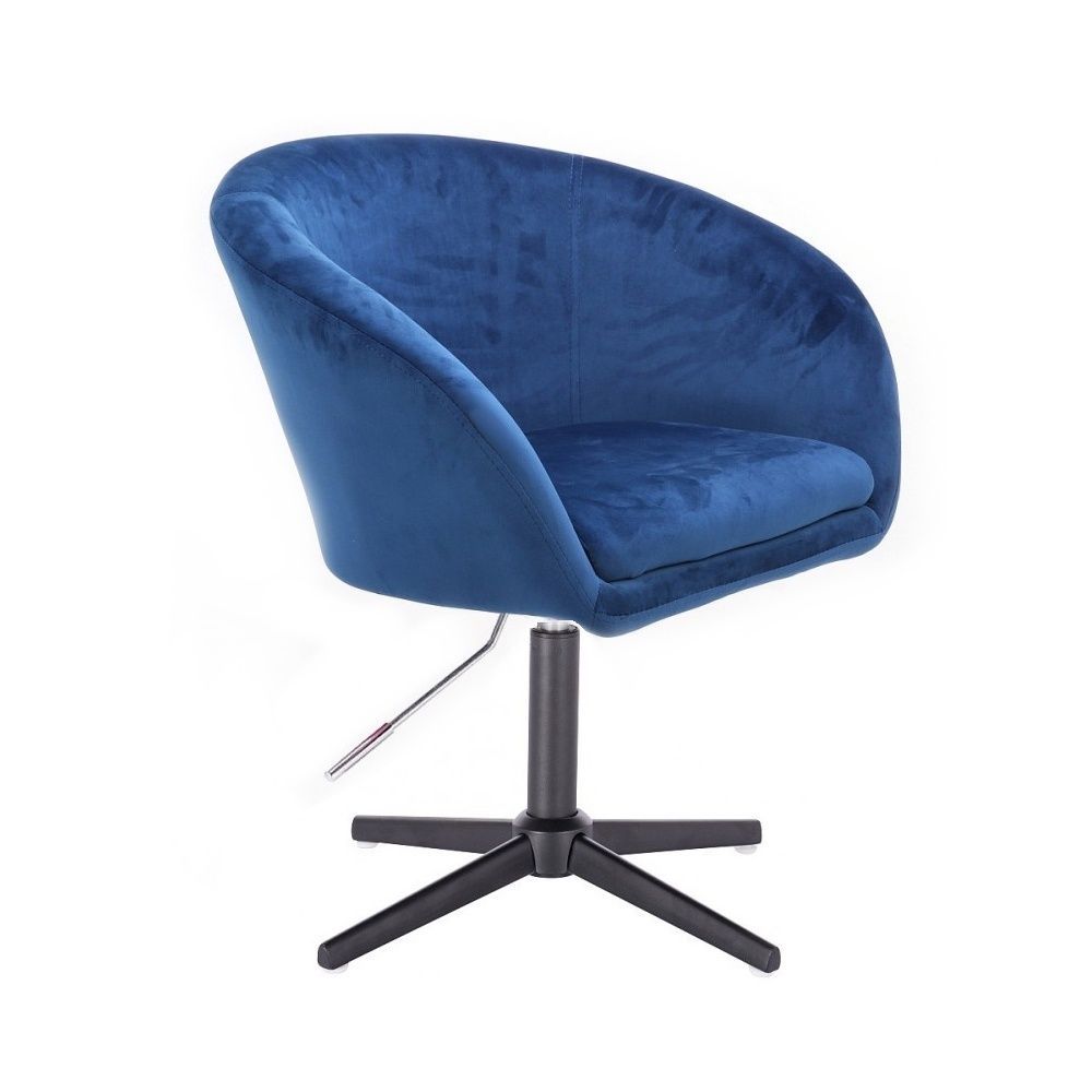 Kosmetická židle VENICE VELUR na černém kříži - modrá