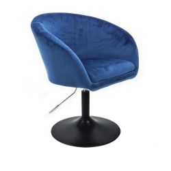 Kosmetická židle VENICE VELUR na černém talíři - modrá