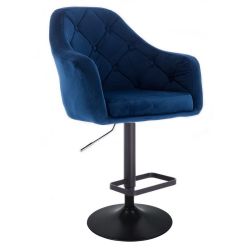 Barová židle ANDORA VELUR  na černém talíři - modrá