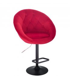Barová židle VERA VELUR na černém talíři - červená