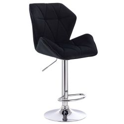 Barová židle MILANO MAX VELUR na stříbrném talíři - černá