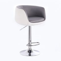 Barová židle MONTANA na stříbrném talíři - bílo-šedá