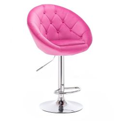 Barová židle VERA VELUR na stříbrné kulaté podstavě - růžová