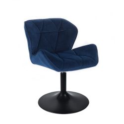 Kosmetická židle MILANO VELUR na černém talíři - modrá