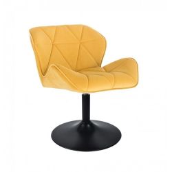 Kosmetická židle MILANO VELUR na černém talíři - žlutá