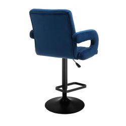 Barová židle  BOSTON VELUR na černém talíři - modrá