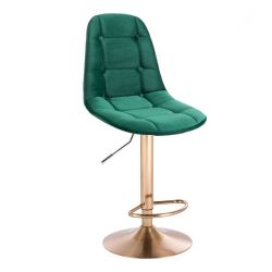 Barová židle SAMSON VELUR na zlatém talíři - zelená
