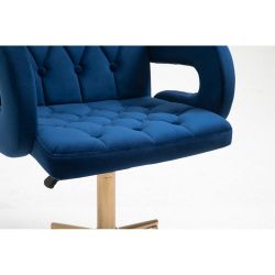 Kosmetická židle BOSTON VELUR na černé podstavě s kolečky - modrá