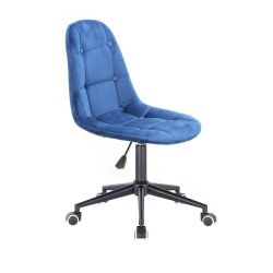 Kosmetická židle SAMSON VELUR na černé podstavě s kolečky - modrá