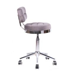 Kosmetická židle VIGO VELUR na stříbrné základně s kolečky - šedá