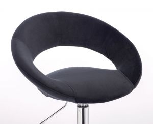 Kosmetická židle NAPOLI VELUR na stříbrné podstavě s kolečky - černá