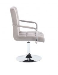 Kosmetická židle VERONA VELUR na stříbrném talíři - světle šedá