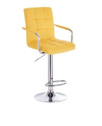 Barová židle VERONA VELUR na stříbrném talíři - žlutá