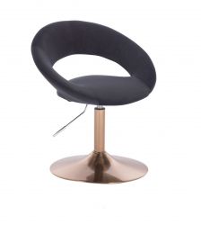 Kosmetická židle NAPOLI VELUR na zlatém talíři - černá
