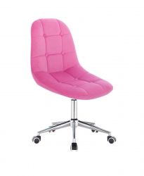 Kosmetická židle SAMSON VELUR na stříbrné základně s kolečky - růžová