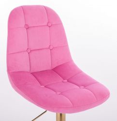 Kosmetická židle SAMSON VELUR na stříbrném kříži - růžová