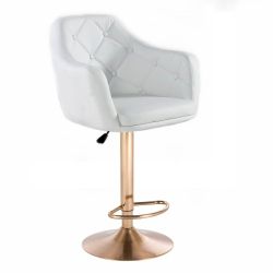 Barová židle ANDORA na zlatém talíři - bílá