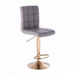Barová židle TOLEDO na zlatém talíři - šedá