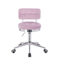 Kosmetická židle VIGO VELUR na stříbrné základně s kolečky - fialový vřes