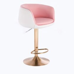 Barová židle MONTANA na zlatém talíři - bílo-růžová