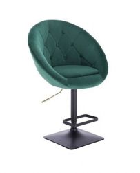 Barová židle VERA VELUR na černé podstavě - zelená