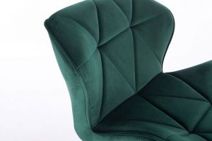 Kosmetická židle MILANO VELUR na stříbrné podstavě s kolečky - zelená