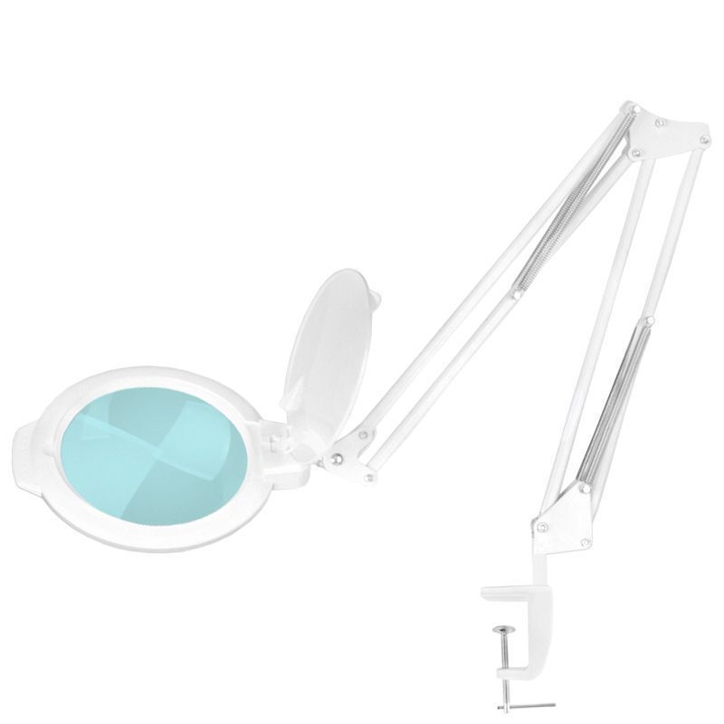 Lampa s lupou LED MOONLIGHT 8013/6" bílá k uchycení ke stolu 