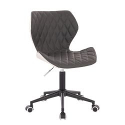 Kosmetická židle MATRIX na černé podstavě s kolečky - šedo bílá