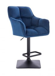   Barová židle AMALFI VELUR na černé hranaté podstavě - modrá