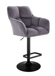 Barová židle AMALFI VELUR na černém talíři - tmavě šedá