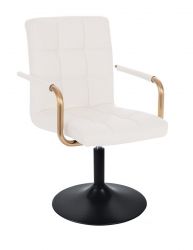 Kosmetická židle VERONA GOLD na černém talíři - bílá