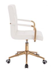 Kosmetická židle VERONA GOLD na zlaté podstavě s kolečky - bílá