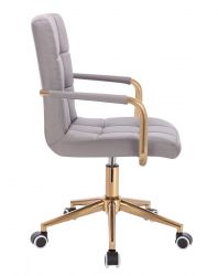 Kosmetická židle VERONA GOLD na zlaté podstavě s kolečky - šedá