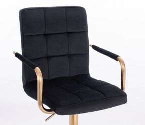 Kosmetická židle VERONA GOLD VELUR na černém kříži - černá