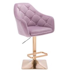 Barová židle ANDORA VELUR na zlaté hranaté podstavě - fialová
