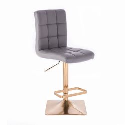Barová židle TOLEDO na zlaté hranaté podstavě - šedá