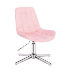 Kosmetická židle PARIS VELUR na stříbrném kříži - světle růžová
