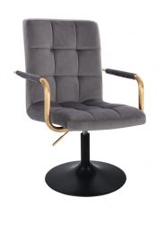 Kosmetická židle VERONA GOLD VELUR na černém talíři - tmavě šedá