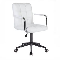 Kosmetická židle VERONA na černé  podstavě s kolečky - bílá