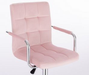 Kosmetická židle VERONA VELUR na stříbrném kříži - růžová