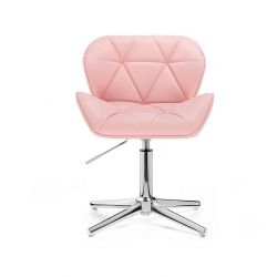 Kosmetická židle MILANO na stříbrném kříži - růžová