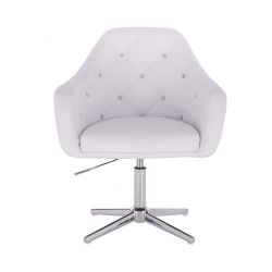 Kosmetická židle ROMA na stříbrném kříži - bílá